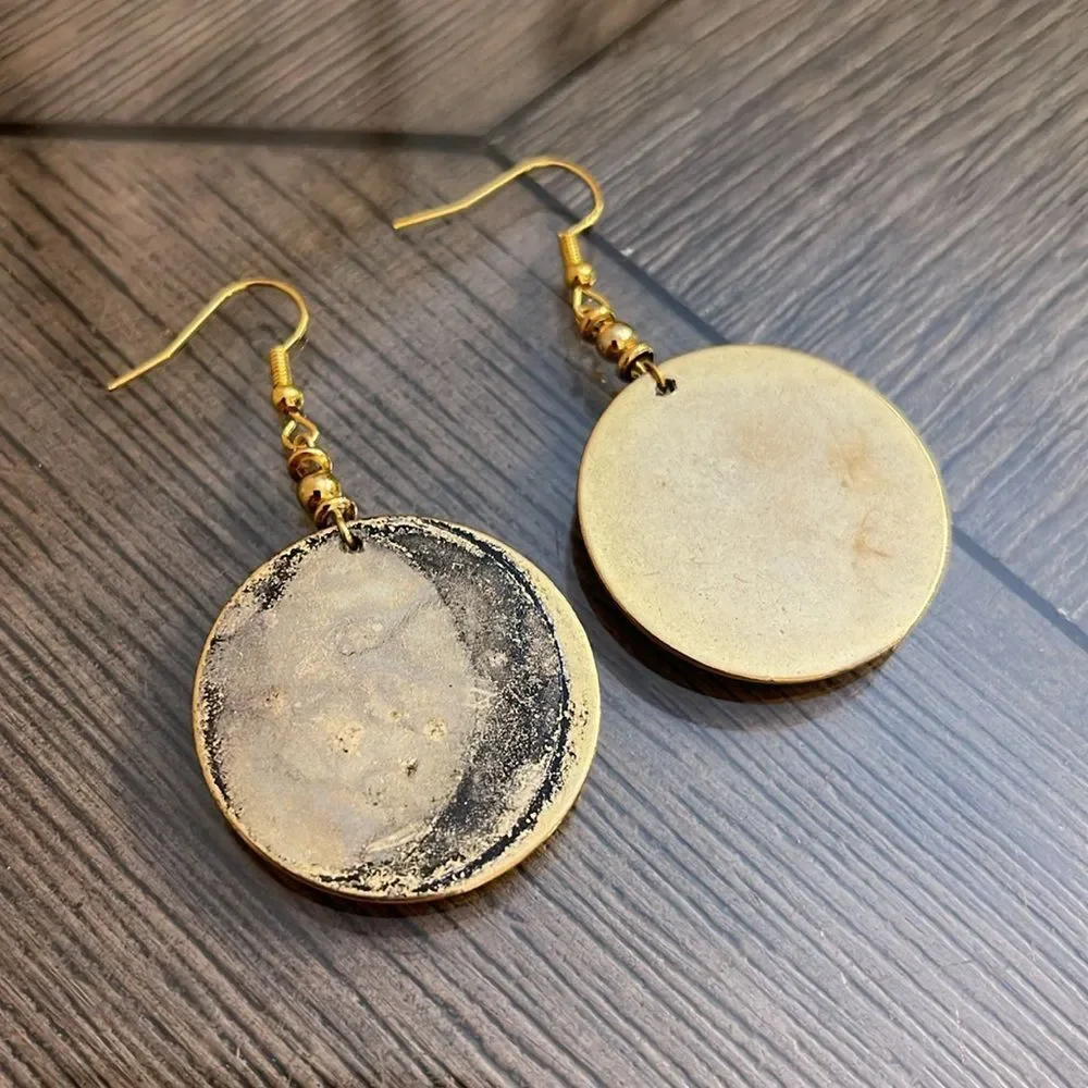 Vintage BAYERN Crest Gold-tone Coin Drop Earrings